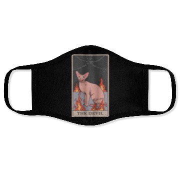 Discover Hairless Cat Devil Tarot Card Design Face Masks