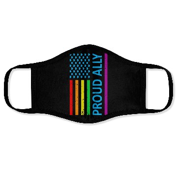 Discover Proud Ally LGBT Supporter Gay Pride Rainbow Flag Face Masks