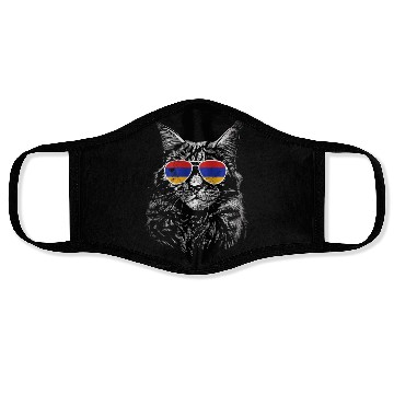 Discover Armenia Armenia sunglasses cat flag Face Masks