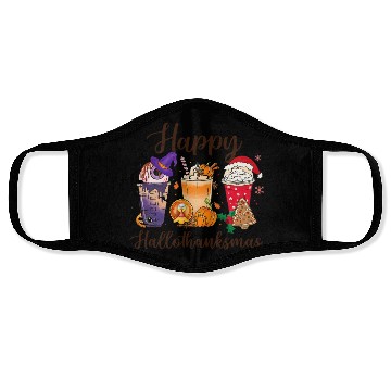 Discover Happy HalloThankMas Coffee Turkey Unique Face Masks