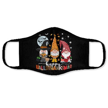 Discover Happy Hallothanksmas Gnomes Lover Halloween Face Masks