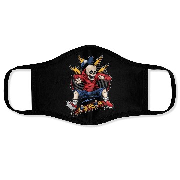 Discover Skater Skeleton On Skateboard - Halloween Face Masks