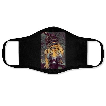 Discover Tiger Color Painted Looking Up Face Masks