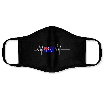 Discover Australia Flag Heartbeat Face Masks