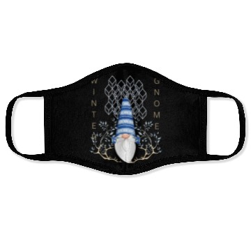 Discover Winter Gnomes Geometric Blue Leafs Face Masks