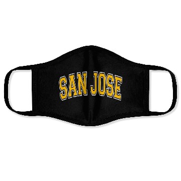 Discover San Jose Varsity Style Amber Text Face Masks