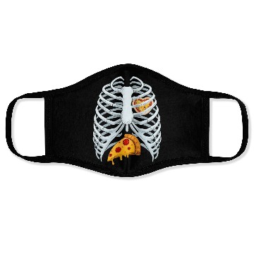 Discover Funny PIzza Skeleton Rib Cage Halloween Costume Face Masks