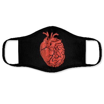 Discover Half Brain Half Heart Organ Anatomy Science Face Masks