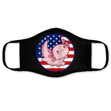 Discover Axolotl American Flag Kawaii Axolotl US Flag Axolo Face Masks