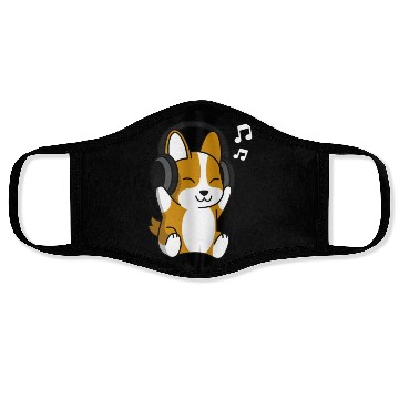 Discover Music Lover Corgi Face Masks