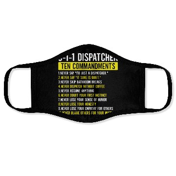 Discover 911 Dispatcher Ten Commandments Gold Line Operator Face Masks