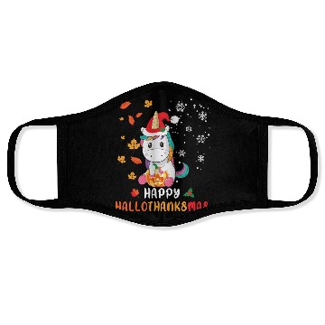 Discover Unicorn Lover Halloween Happy Hallothanksmas Face Masks
