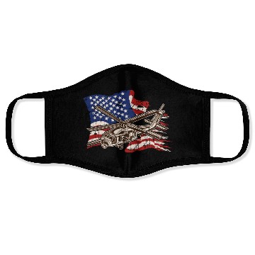 Discover Helicopter with american flag background - chopper Face Masks
