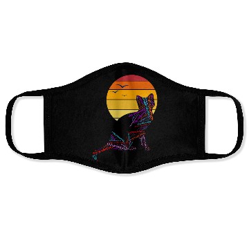 Discover Black Cat at Sunset Face Masks