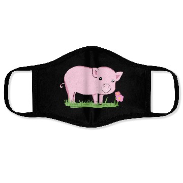 Discover Pig Symbol Nature Animal Grass Flower Face Masks