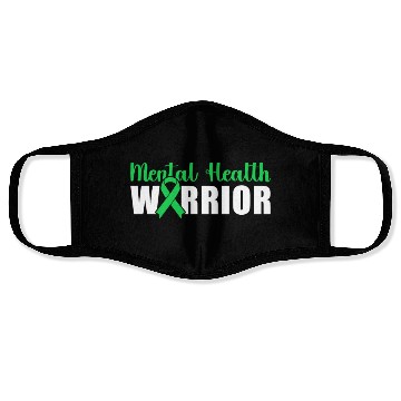 Discover Mental Health Warrior Green Ribbon Face Masks
