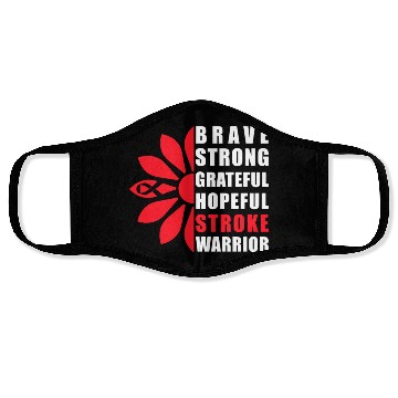 Discover Stroke Awareness Brave Strong Grateful Stroke Face Masks
