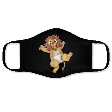 Discover Cute Lion Baby in Diapers Design (ideal gift) Face Masks
