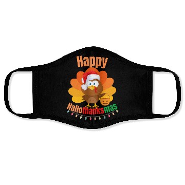 Discover Happy Hallothanksmas Trick or Treat Santa Turkey Face Masks