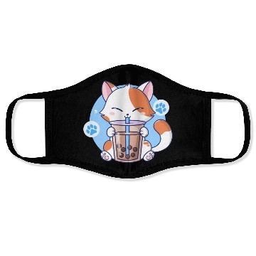 Discover Cat Boba Tea Bubble Tea Kawaii Anime Japanese Neko Face Masks