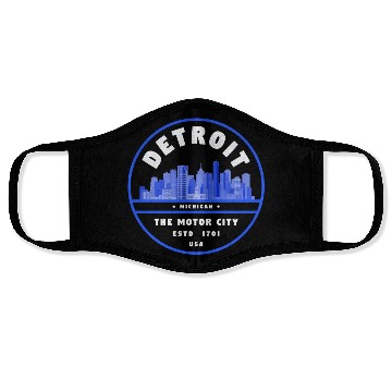 Discover Detroit Skyline Badge Face Masks