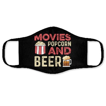 Discover Movie Popcorn Beer Movie Critic Gift Face Masks