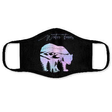 Discover Winter stories Bear Trees Pastel Rainbow Face Masks