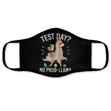 Discover Test Day No Prob llama Funny Students Teacher Face Masks