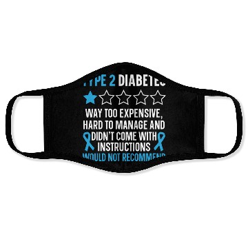 Discover Type 2 Diabetes T2D Warrior Diabetes Awareness Face Masks