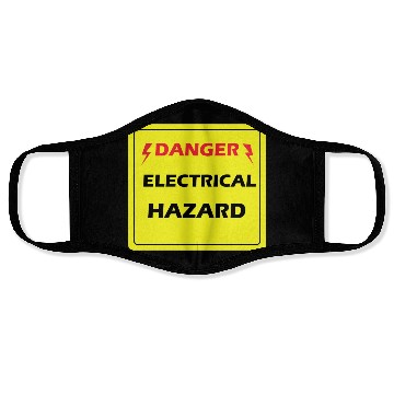 Discover Danger Electrical Hazard Yellow warning Label Face Masks