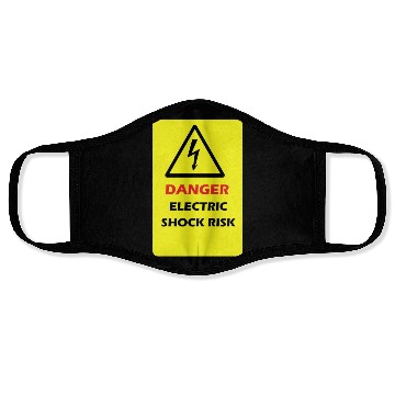 Discover Danger Electrical shock Risk Yellow warning Label Face Masks