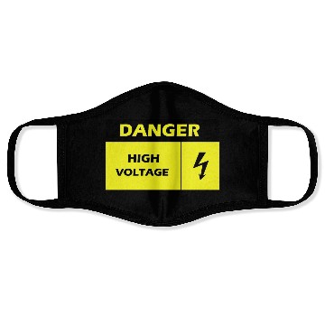 Discover Danger Electrical Hazard Yellow warning Label Face Masks