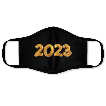 Discover happy new year 2023 gold text with transparent Face Masks