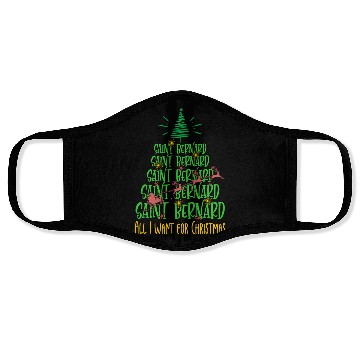 Discover Saint Bernard Christmas Dog breed Christmas Tree Face Masks
