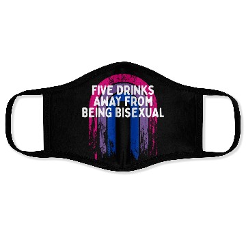 Discover Five Drinks Away from Bisexual Bi LGBTQ Bi Pride Face Masks