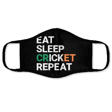 Discover Eat Sleep Cricket Repeat Ireland Flag Sports Gift Face Masks