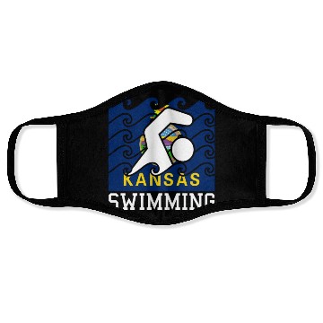Discover Kansas Flag Swimming Team Swim Swimmer US State Face Masks