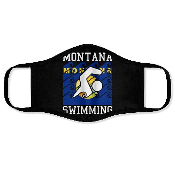 Discover Montana Flag Swimming Team Swim Swimmer US State Face Masks