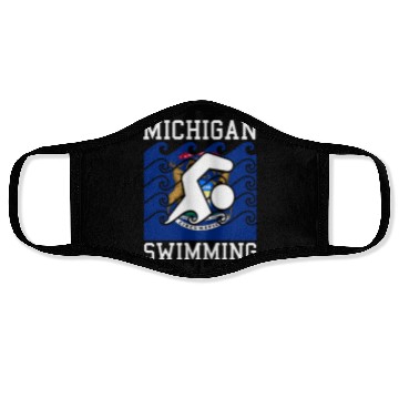 Discover Michigan Flag Swimming Team Swim Swimmer US State Face Masks