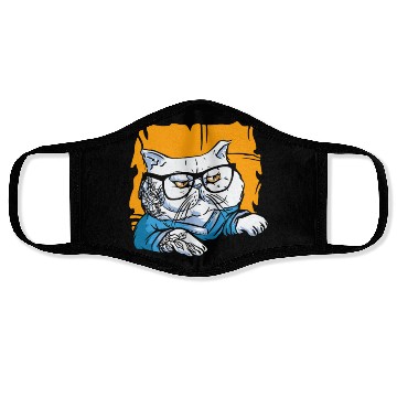 Discover Stylish Nerd Persian Cat Beanie Glasses Tattoo Face Masks