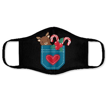 Discover Christmas moose peppermint pocket Face Masks