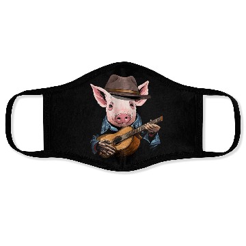 Discover Acoustic Guitar Pig Guitar Player Farm Animal Face Masks