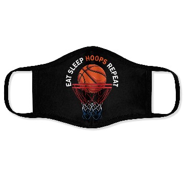 Discover Eat Sleep Hoops Repeat Basketball Face Masks