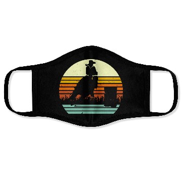 Discover Barrel Racing Retro Sun Style Face Masks
