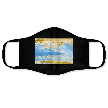 Discover Golden Blue Mountain Lake Face Masks