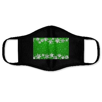 Discover Elegant Green Winter Snowflakes Pattern Face Masks