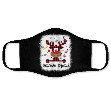 Discover Bleached Teacher Squad Reindeer Funny Teacher Face Masks