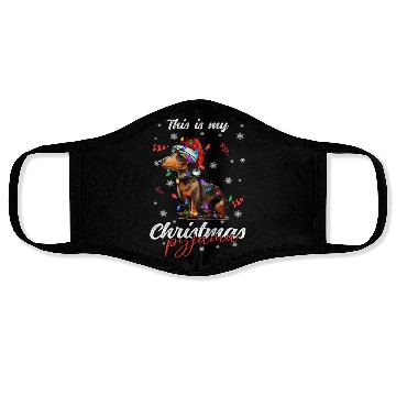 Discover Winter Christmas Pyjama Dachshund Face Masks