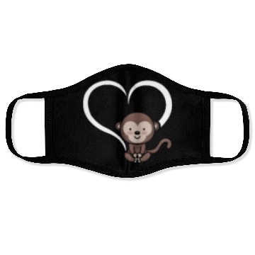 Discover Cute Monkey Baby Orangutan - Monkey Heart Face Masks