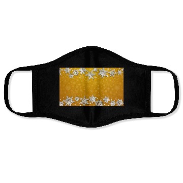 Discover Elegant Orange Winter Snowflakes Pattern Face Masks